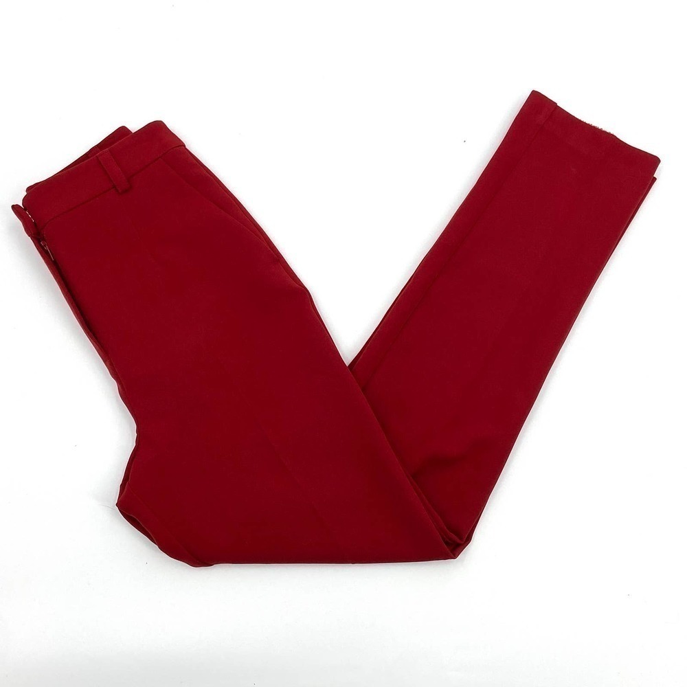 TOPSHOP Red Straight Leg Trouser Business Casual Work Pants Size 0